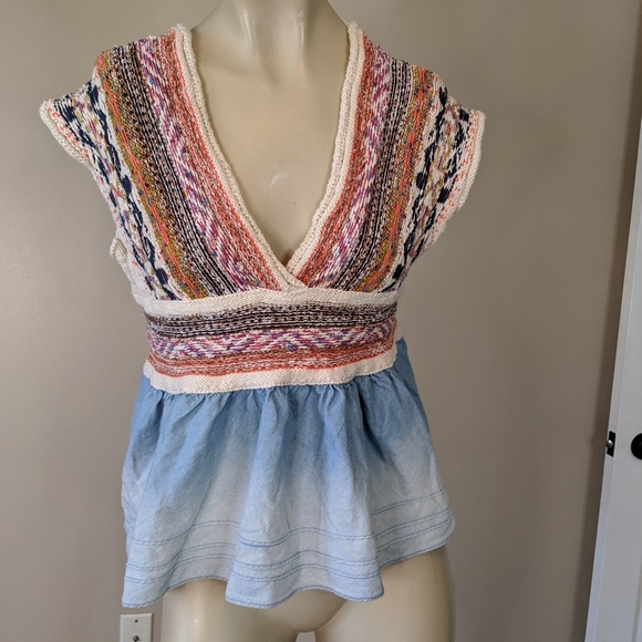 Anthropologie pilco babydoll peplum knit shirt - Picture 6 of 12